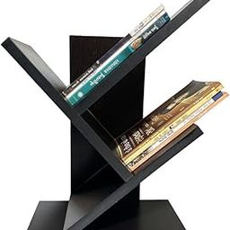 NE Furniture Wooden Book Rack,Space Saver Engineered Wood Book Shelf for Home,Living Room and Office,Table Top Free Standing Organizer,Modern Tree Shape Bookcase (Black Wenge) DIY(Do-It-Yourself)-15