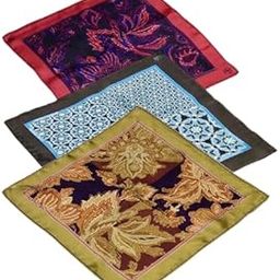 Pocket Square Gift Set Combo Golden Blossom,Crimson Blossom and Azure Harmony Premium Pocket Square For Men (Pack of 3)-46