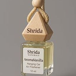 Shrida AromaVanilla Hanging Car Air Freshener | 10ml Long Lasting Natural Car Perfume with Wooden Diffuser Lid | Essential Oil-Based Vanilla Car Fragrance | Odor Eliminator-8
