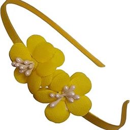 Floral hairband Flower HairBand flower hair accessories Head Band floral for Women & Girls Tiara for women wedding - Artificial YELLOW Color : 1 Pc-image-15
