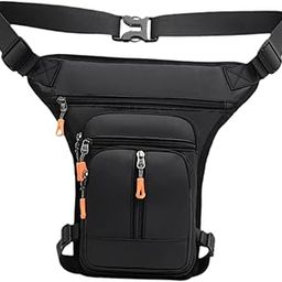 SECRET DESIRE Creations Men Waist Bag Fanny Pack Motorcycle Drop Leg Bag Pouch for Walking Traveling Middle Zipper Black-image-53