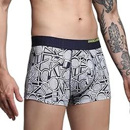 Men's Cotton Blend Classic Letter Print Trunks-image-4