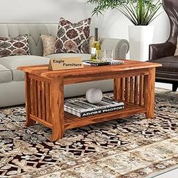 Eagle Furniture Sheesham Wood Center Coffee Table for Living Room | Solid Wood Square Sofa Centre Table with Open Shelf Storage for Home & Office | Rosewood, Teak Finish-image-67