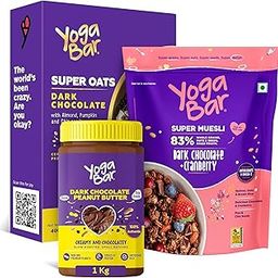 Yogabar Chocolatey Breakfast Combo | Dark Chocolate Muesli 400g | Dark Chocolate Oats 400g | Dark Chocolate Peanut Butter 400g Combo (Muesli - 400g, Oats - 400g, Peanut Butter - 400g)-image-16