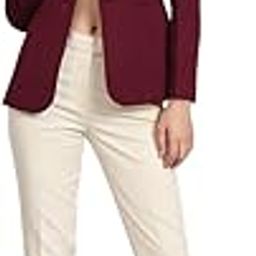 Women’s Wine Solid Formal Blazer Notch Collar Comfort Fit Long Sleeves Single-Breasted Double Button Closure Stretchable Polyester Office Wear with Flap Pockets-picture-15