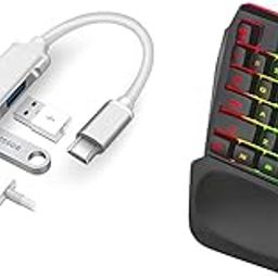 Sounce Combo 4 in1 Portable USBC Hub(Type-Cto4 USB-A Ports) with Aluminum Shell USB Port Hub 3.0 Compatible for PC,Tablet Ant Esports MK1001 one Handed Gaming Keyboard RGB Backlit 35 Keys Keypad-image-10