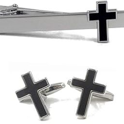 Cross Christian Pair of Cufflinks & Tie Bar Clip, metal-image-15