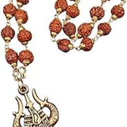 Dharmsaar Mahakal Locket with Rudraksha Mala, Golden Shiny Shiv Trishul Damru Pendant, Original Spiritual Shiva Bholenath Religious chain Locket for men and women-54