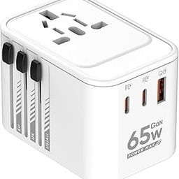 JTP 65W GaN International Travel Adapter with 2 USB-C & 1 USB A, Worldwide PD QC Fast Charger USA/UK/EU/AUS Plug Converter for MacBook iPad iPhone 15 14 Galaxy S24 S23 Pixel XPS etc-38