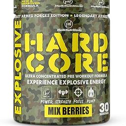 Hulk Nutrition Hardcore Pre-Workout Supplement, Energy Drink with Creatine Monohydrate, Arginine AAKG, Beta-Alanine, Explosive Muscle Pump, Caffeinated Punch - For Men & Women [30 Servings, Mix Berries]-image-51