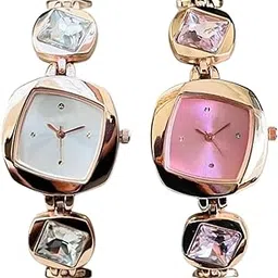 the shopoholic Analog Luxury Dial in Square Case Ston Studded Brecelet Strap Combo Wrist Watches for Women's Girls Ladies-picture-5