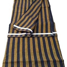 Mens Bhagalpuri Pure Cotton Stripe Brown & Black Lungis With Free Size Multicoloured Night Wear Dhoti, Mundu-33