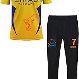 CSK ms Dhoni 7 Official chennai Cricket Team Jersey with Black Shorts 2024 for - Boys and Men-18