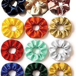 SWASUM® Satin Hair Scrunchies – Pack of 12 Multicolor Silk-Feel Elastic Hair Bands for Women & Girls | Soft, No-Crease Rubber Bands for Daily Use & Gifting-image-75