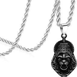 Antique Silver Plated Goddess Narasimha Nrusingh Pendant Locket Necklace Spiritual Jewelry for Men Boys Girls and Women-picture-22