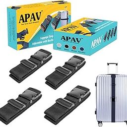 APAV Luggage Straps Belt Heavy Duty Adjustable with Buckle Clips for Suitcase | Trolleys and All Kind of Luggages | for Traveling Business/Leisure Trip (Pack of 4 (Black))-image-65