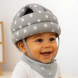OOZU Baby Infant Toddler Helmet No Bump Safety Head Cushion Bumper Bonnet Adjustable Protective Star Printed Cap Child Safety Headguard for Running Walking Crawling Safety Helmet for Kids (Grey)-picture-21