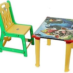 Babyjoys Adjustable Study Table & Chair Set for Kids – Learning Desk for Toddlers & Children | Height Adjustable, Durable, Educational Furniture for Home & School (Green & Yellow)-image-89