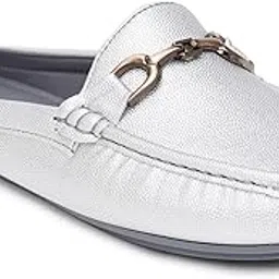 sherrif Women's Backless Loafers with Metal Horsebit Detail | Stylish Slip-On Mules with Textured Finish for Casual & Office Wear-picture-46