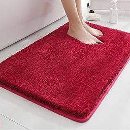 HOWNICE Decore Microfiber Door Mats for Home Entrance Living Room | Anti Skid Doormats for Bathroom Entrance and Bedrooms | Main Door Mats for Entrance Matt Bedroom Mat (Bath Mat Red Matt)-24