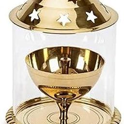 Traditional Oil Lamp with Glass Chimney – Brass Kerosene Lamp for Home Décor, Pooja, and Emergency Use | Vintage Design, Wind-Resistant Glass Cover & Adjustable Wick(Medium)-11