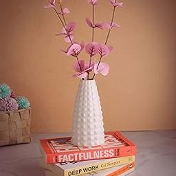 MRD Dotted White Ceramic Flower Vase for Living Room, Flower Pot for Home Decoration, Table Decor Item (1 Piece, Without Flower)-image-93