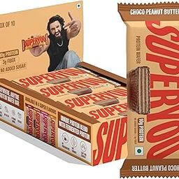 Superyou Choco Peanut Butter Protein Wafer Bars (Pack Of 10)|10 Gram Protein, 3 Gram Fiber, No Added Sugar|Yeast Fermented Protein|Energy Bars|Crunchy Wafer Bar|100% Vegetarian|No Palm Oil|400 Gram-11