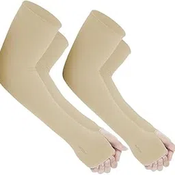 aenon fashion is my passion Arm Sleeves for Men & Women UV Protection Hand Sleeves with Thumb for Boys & Girls Sun Protection Sleeves for Men Arm Sleeves for Women for Running, Hand Cover for Bike Riding Nylon Gray 1set-picture-3