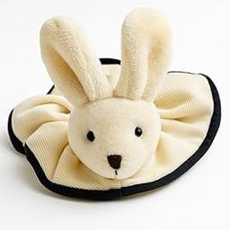 Colorsberry Plush Bunny Hair Scrunchie, For Women & Girls, Multicolor, Trending & Decorative Hair Accessory, Pack of 1 (Cream & Black)-image-76