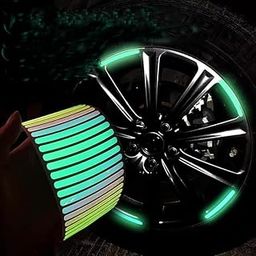 Hive Mart Vinyl Tyre Rim Reflective Strip Tape Self-Adhesive Sticker Safety Warning Sticker Universal Scratch Protector Stickers for All Cars Bikes Scooters Multicolor 20Pcs-image-61