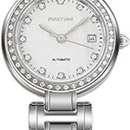 berny Women's Stainless Steel Automatic Watch Diamond Accent Bracelet Elegant Watch White Vintage White Vintage Vintage-picture-49