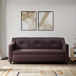 GODREJ INTERIO Sofa Monarch 3 Seater Leatherette Sofa for Living Room, 1-Year Warranty, Pinewood, Burgundy-16