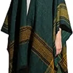 khaleej Women Peridot Tartan Checkered Cape (Dark Green_Free Size)-picture-45