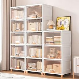 MECHDEL Wardrobe Organizer for Storage/Polypropylene Foldable & Stackable Closet Basket/Cupboard Organizer for Clothes/Mounted Closet Systems (CUPBOARD RACK-TRANSPARENT, 6PCS)-image-22