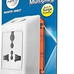 Wipro 3 Way Multiplug Adaptor with 1 Universal Socket |Inbuilt Surge Protection & Power Supply Indicator | Compact & Light Weight | 6Amp Multiplug Socket for Home, Office | Pack of 1 (White)-6