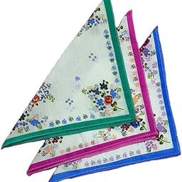Flower Printed Cotton Handkerchief for Women | Soft and Absorbent | Fashionable Floral Design | Versatile Accessories | 12x12'' Pack of 6-image-24