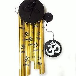Prezzie hub Feng Shui Metal Wind Chime Large 5 Golden with Om Pipes for Positive Energy[ om ]-image-0