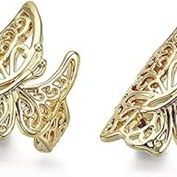 Fashionable Gold Plated Butterfly Design Non-Pierced Clip-On Ear Cuff Earrings For Women And Girls (ER2090) 1 Pair-3
