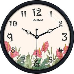 Amazon Brand - Solimo 8-Inch Classic Shade Red Flowers Plastic Wall Clock - Quartz Movement - Analog-17