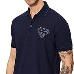 Official Superman: Man of Steel Men and Boys Short Sleeves Collared Neck Appilque Patch Regular Fit Cotton Blend Polos-image-86