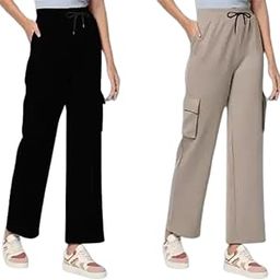 Women's Cotton Blend Cargo Pants Lightweight Stretch Casual Pants with Pockets for Travel, Hiking, Work & Casual Wear Pack of 2-image-31