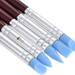 Ganesh Pottery Rubber Tip Paint Brushes for Sculpture Pottery Clay Color Shaping Blending Carving Drawing Modeling Remove Fingerprints Rubber Bristle 5 Pcs Shaper Pens 7mm Chisel Tips Silicone Brushes-picture-1