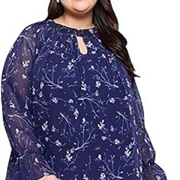Women Plus Size Top | Long Length | Full Sleeve | Georgette Floral Print | Western Stylish-picture-24