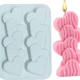 MoldBerry 2 Cavity Stript Heart Shape Candle Mould, Joint Heart Flower Candle Mould for Candle Making Multi-Purpose Silicone Mould for Chocolate Resin soap (4.5 x 3.7 x 0.5 Inch)-image-11