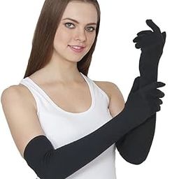 V-2 Fashion Studio Women's Cotton Pollution and Sunburn Sunlight Protection Full Hand Gloves for Biking and Driving Dust- Color Beige-image-9