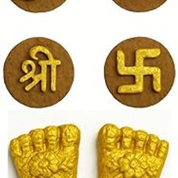 Gau Dharma Cow Dung Wall Stick Symbol Set – Shubh Labh, Om, Swastik, Shree & Laxmi Charan for Diwali, Pooja, Home Entrance & Wedding Decor(10 Pcs)-image-23