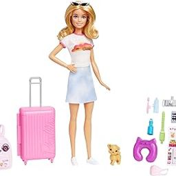 Barbie Doll and Accessories, “Malibu” Travel Set with Puppy and 10+ Pieces Including Working Suitcase​-image-33