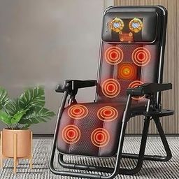 YOGIMOONI Faux Leather Portable Massage Chair Luxury Full Body 2024 Reclining Patio Camping Lounge Chair Folding Recliner for Indoor Zero Gravity Chair, Black-image-38