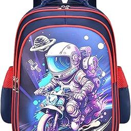 Kids School Bag, Motorcycle Astronaut Design, Lightweight Backpack for Elementary school students (Blue)-image-35
