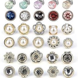 SANNIDHI® 30 Pcs Pearl Brooch Buttons Cover Up Anti-Exposure Brooch Pins Safety Pins Buttons for Women Girls, Customized Clothes Dress Sewing-free Buttons, Removable-62